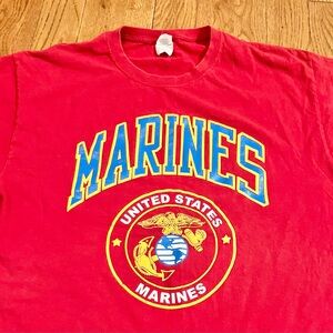1990s Marines T Shirt Mens Large USMC Red Blue Gold Vintage USA Tee